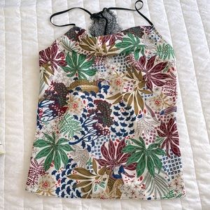 Ikks Paris lightweight flirty pattern cami with black lace back, 36